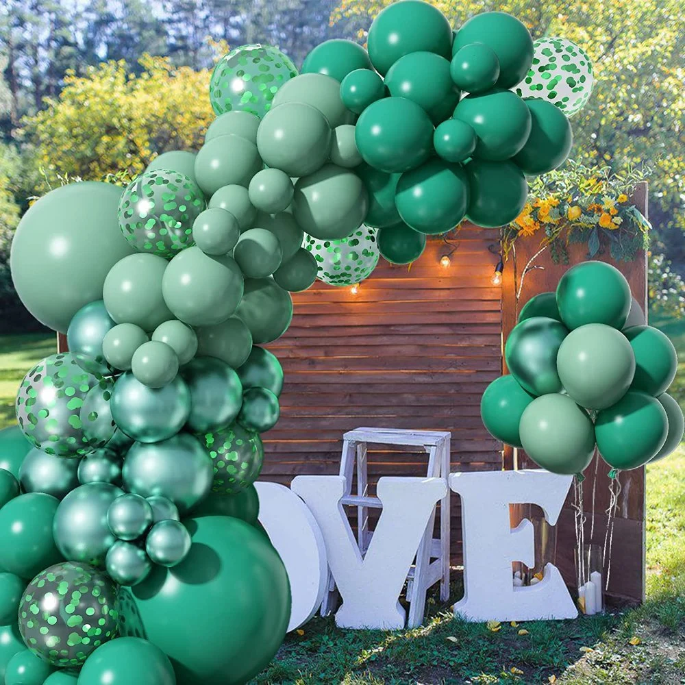 Sage Green Balloons Garland Kits, 97 PCS Sage Green Metallic Green Confetti Latex Balloons Happy Birthday Balloons Baby Shower Decorations Wedding Balloons