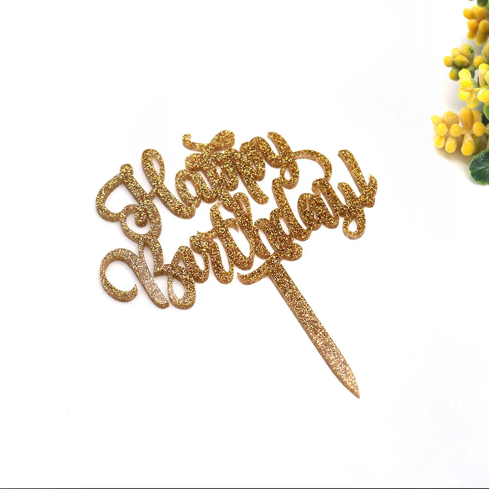 Wholesale Birthday Decor Happy Birthday Glitter Acrylic Cake Topper