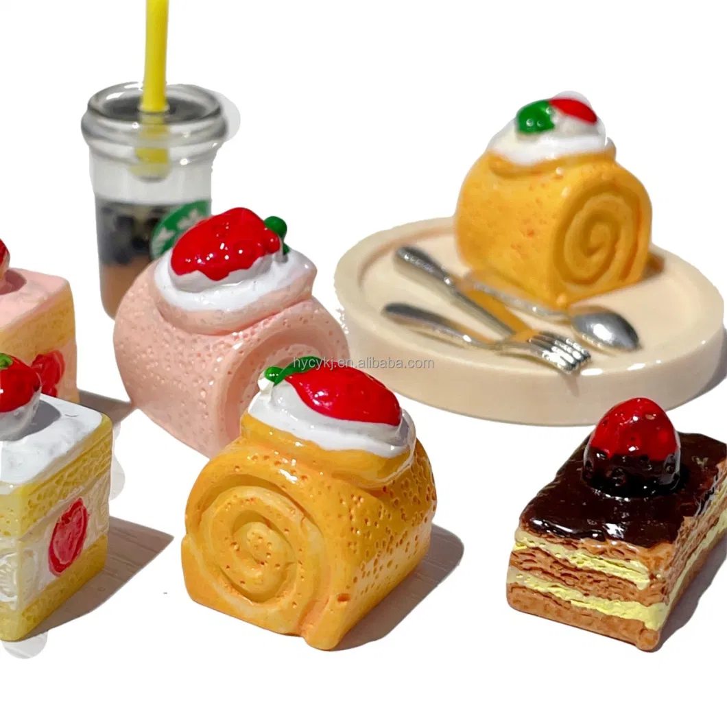 1: 12 Dollhouse Miniature Food Snacks Cake Mousse Swiss Roll Model Accessories