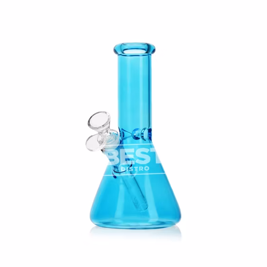 도매 클래식 흡연 액세서리 실리콘 및 유리 휴대용 라운드 케이크 비커