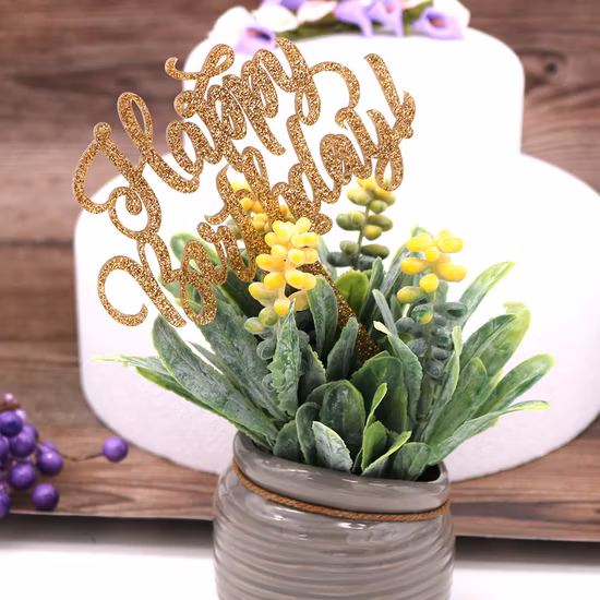 도매 생일 장식 생일 축하 반짝이 아크릴 케이크 토퍼