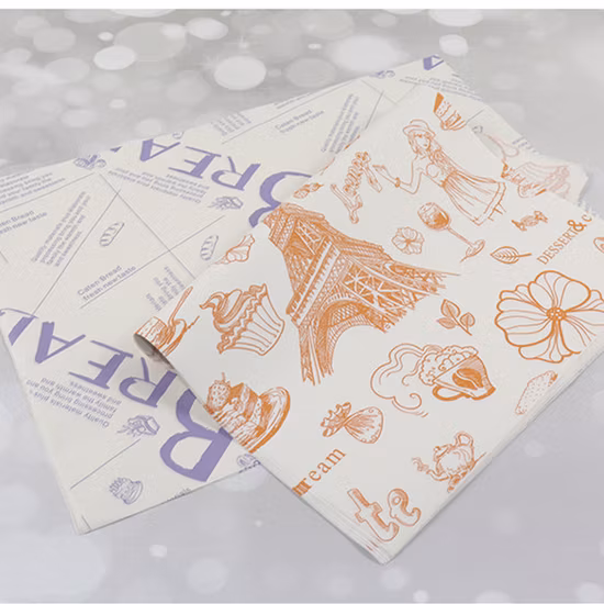 주문을 받아서 만들어진 로고는 뜨거운 판매 버거 포장 감싸는 기름 방지 Kraft 케이크 굽기 종이를 인쇄했습니다