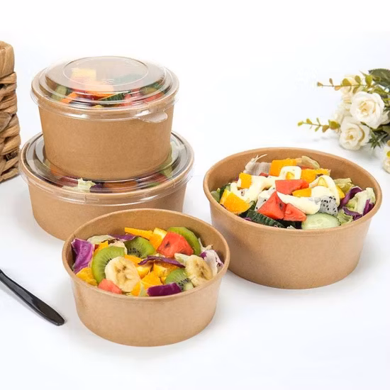 일회용 생분해성 테이크아웃 얕은 크래프트 수프 샐러드 종이 그릇